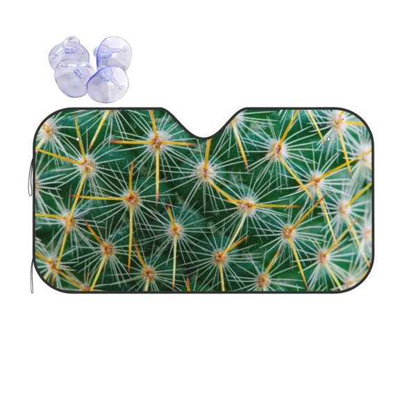 Fuzoiu Thorns Of Macro Cactus Print Car Windshield Sun Shade,Block Uv Rays Sunshade,Foldable Front Window Sun Visor Protector for Car,SUV,Truck-Keep Vehicle Cool-Thorns Of Macro Cactus