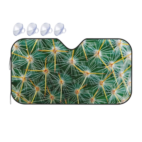 Fuzoiu Thorns Of Macro Cactus Print Car Windshield Sunshade,Foldable Reflective Sun Visor,Windshield Sun Shade,UV Rays Sun Visor Shade,Auto Front Sun Shield Shade-Medium