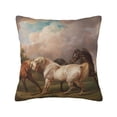 thumbnail image 1 of Fuzoiu Three Horses Oil Painting Print Square Pillow Cover,Hidden Zipper Design,Luxury Square Pillow Case, Throw Pillow,Couch Cushion-16"x16", 1 of 7