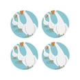 thumbnail image 1 of Fuzoiu Three White Geese Print Leather Coasters Set,Drink Coasters Set of 4,for Tabletop Protection, Durable PVC Coasters,Home Décor and Housewarming Gift-Round Shape, 1 of 6