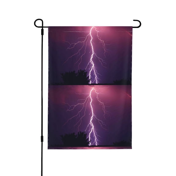 Fuzoiu Thunderstorm Violet Purple Print Decorative Garden Flag,Double Sided Outside Decoration,Garden Yard Patio Porch Outdoor Decoration