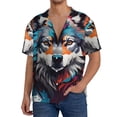thumbnail image 1 of Fuzoiu Tie-Dye Wolf Head Print Men's Casual Short,Men's Short Sleeve Shirt,Mens Casual Button Down Shirts,Cuban Collar Summer Shirt for Beach, Vacation, and Outdoor Activities-Medium, 1 of 5