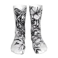 thumbnail image 1 of Fuzoiu Tiger Butterfly Floral Art Print Crew Socks,Casual Athletic Gym LightWeight Thin Socks,Casual Crew Socks for Men Woman,Calf Length Crew Socks, 1 of 7