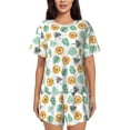 thumbnail image 1 of Fuzoiu Tiger Leaves Print Women's Short-Sleeved Pajama Set,Lounge Sleepwear Set,Womens Pajama Sets 2 Piece,Button-Up Top and Shorts with Pockets-3X-Large, 1 of 7