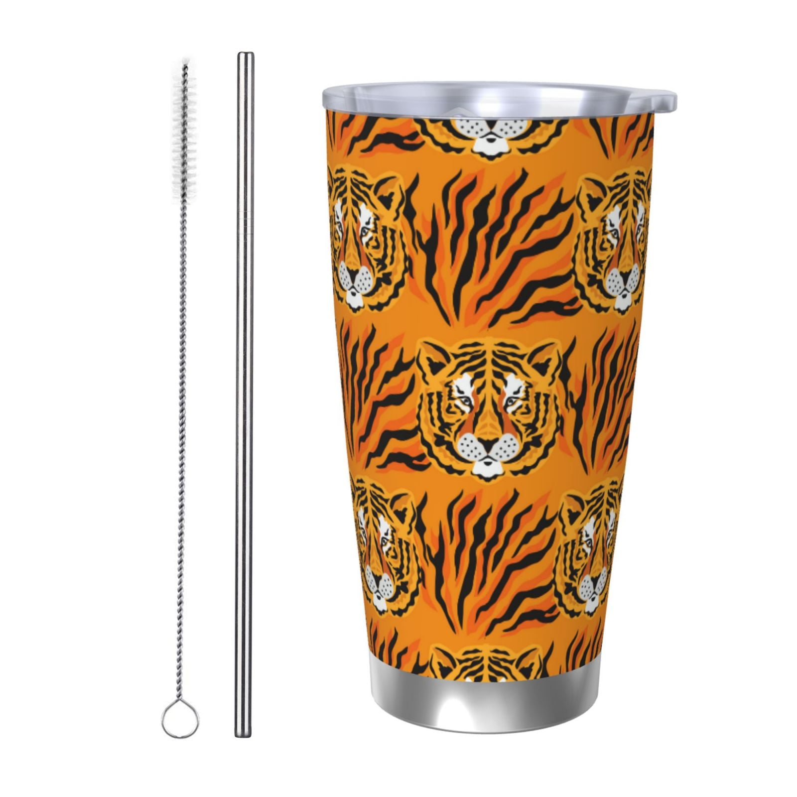 Fuzoiu Tiger Print 20oz Tumbler, Stainless Steel Vacuum Insulated Car