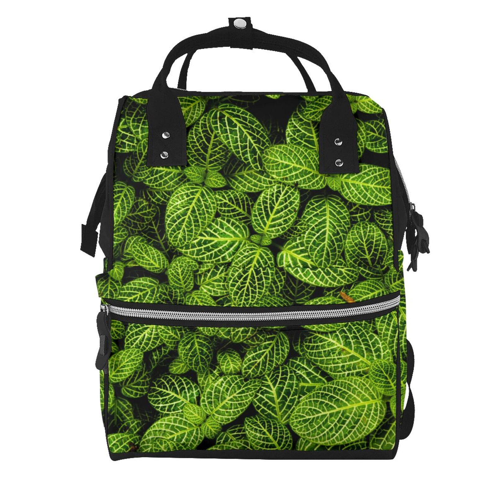 Fuzoiu Tiny Green Fern Leaves Print Diaper Bag Backpack,Baby Essentials Travel Tote,Multi function Waterproof Diaper Bag, Travel Essentials Baby Bag - Unisex