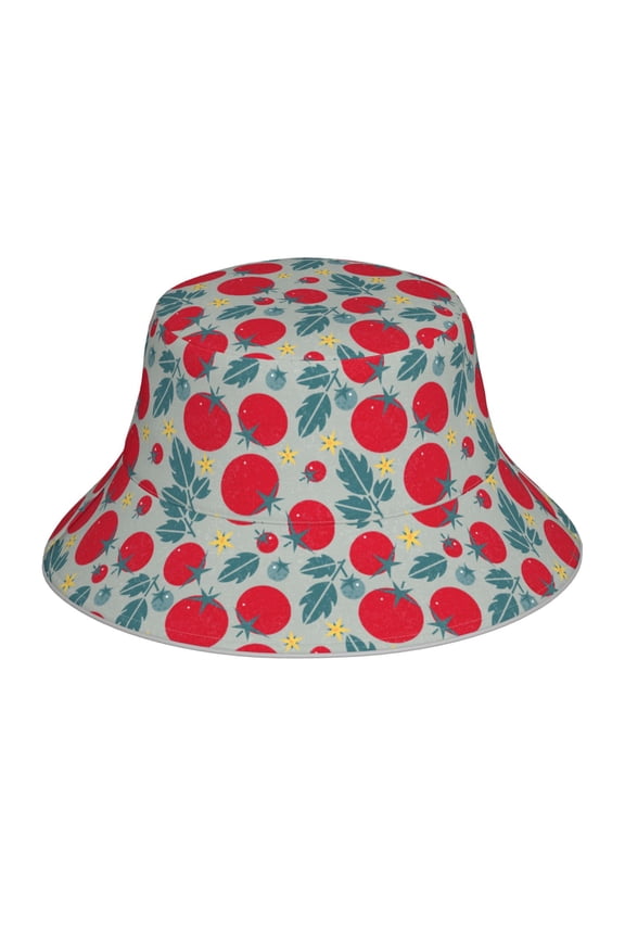 Tomato Print Reflective Bucket Hat,Outdoor Hat for Men and Women,Bucket Hat for Travel Fishing Hunting Summer Camp