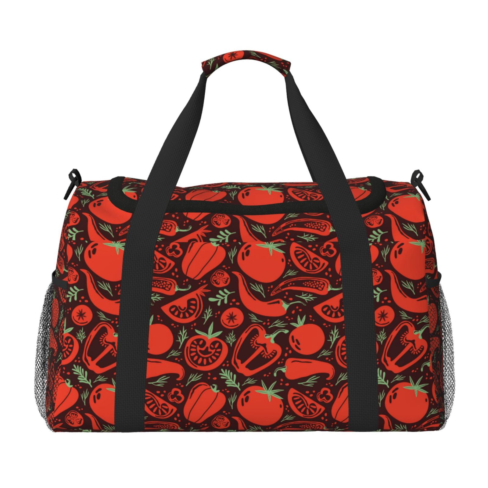 Fuzoiu Tomatoes And Chili Print Travel Duffle Bag,Carry On Tote Bags,Duffel Bag,Sport Gym Bag, Hospital Bag for Labor and Delivery, Overnight Bag,Luggage Bag