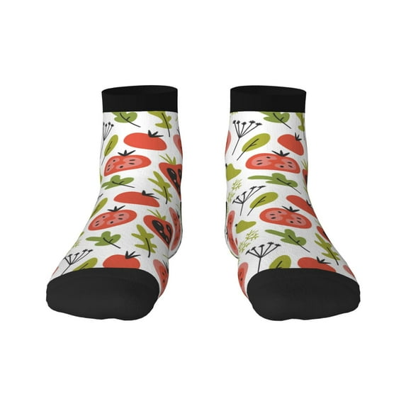 Fuzoiu Tomatoes Print Adult Socks, Crew Moisture-wicking Socks, Unisex Cushion Crew Socks,Casual Sports Ankle Socks