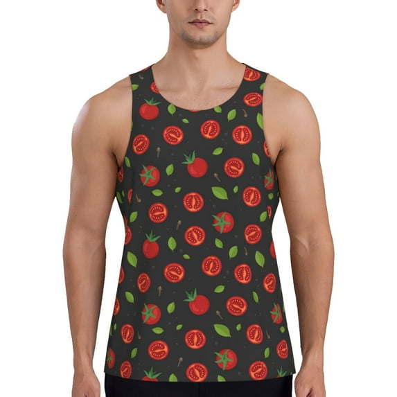 Fuzoiu Tomatoes1 Print Men's Workout Tank Tops,Sleeveless Gym Shirt Quick Dry,Fitness Bodybuilding T-Shirt,Muscle Athletic Workout Tee-Medium