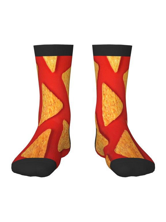 Tortilla chips Print Kids Socks For Boys Girls,Grip Crew Socks with Non Slip,Lightweight Stretch Crew Socks,Toddlers Crew Boot Socks