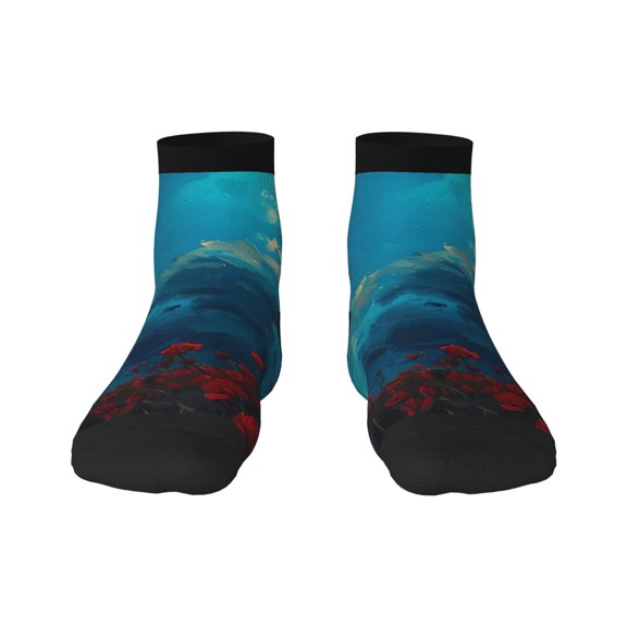 Fuzoiu Tower And Red Roses Print Adult Socks, Crew Moisture-wicking Socks, Unisex Cushion Crew Socks,Casual Sports Ankle Socks