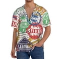 thumbnail image 1 of Fuzoiu Travel Stamp Print Men's Casual Short,Men's Short Sleeve Shirt,Mens Casual Button Down Shirts,Cuban Collar Summer Shirt for Beach, Vacation, and Outdoor Activities-3X-Large, 1 of 5