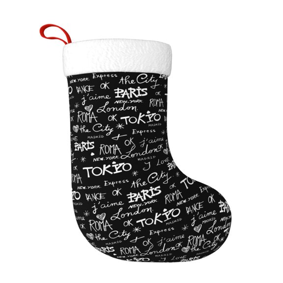 Fuzoiu Travel The World Print Christmas Stockings, Party Supplies & Kids Gifts,Big Xmas Stockings Decoration for Family Decorations Hanging Ornament for Xmas Holiday Party