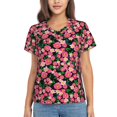 thumbnail image 1 of Fuzoiu Trendy Floral Print Women's Classic V-Neck T-Shirt, Short Sleeve V Neck Tees for Casual Everyday Wear,Casual Fit Tee,Summer Fashion Tops-Large, 1 of 5