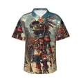 thumbnail image 1 of Fuzoiu Tribal Futuristic Warrior Print Hawaiian Shirt for Men, Summer Beach Casual Short Sleeve Button Down Shirts, Men’s Beach Summer Shirts with Pocket,3X-Large, 1 of 7