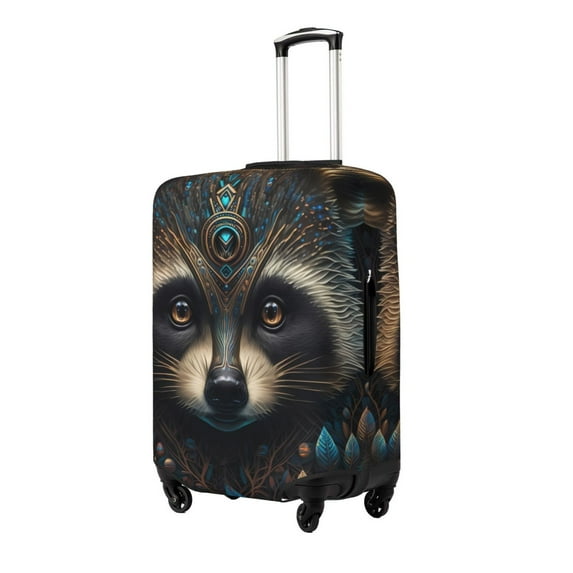 Fuzoiu Tribal Style Raccoon Print Suitcase Cover,Washable Luggage Covers for Suitcase,Elastic Luggage Protector Cover,Scratch Resistant Travel Suitcase Covers-Large