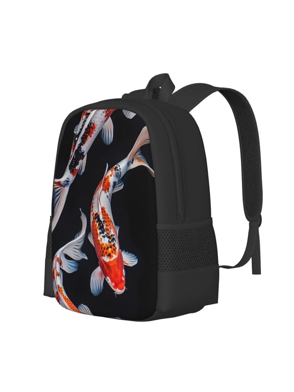 Tricolor Koi Fish Trio Print Large Capacity Backpack,Travel Backpack,Laptop Bag,College School Rucksack Bag,for School, Travel & Outdoor Activities