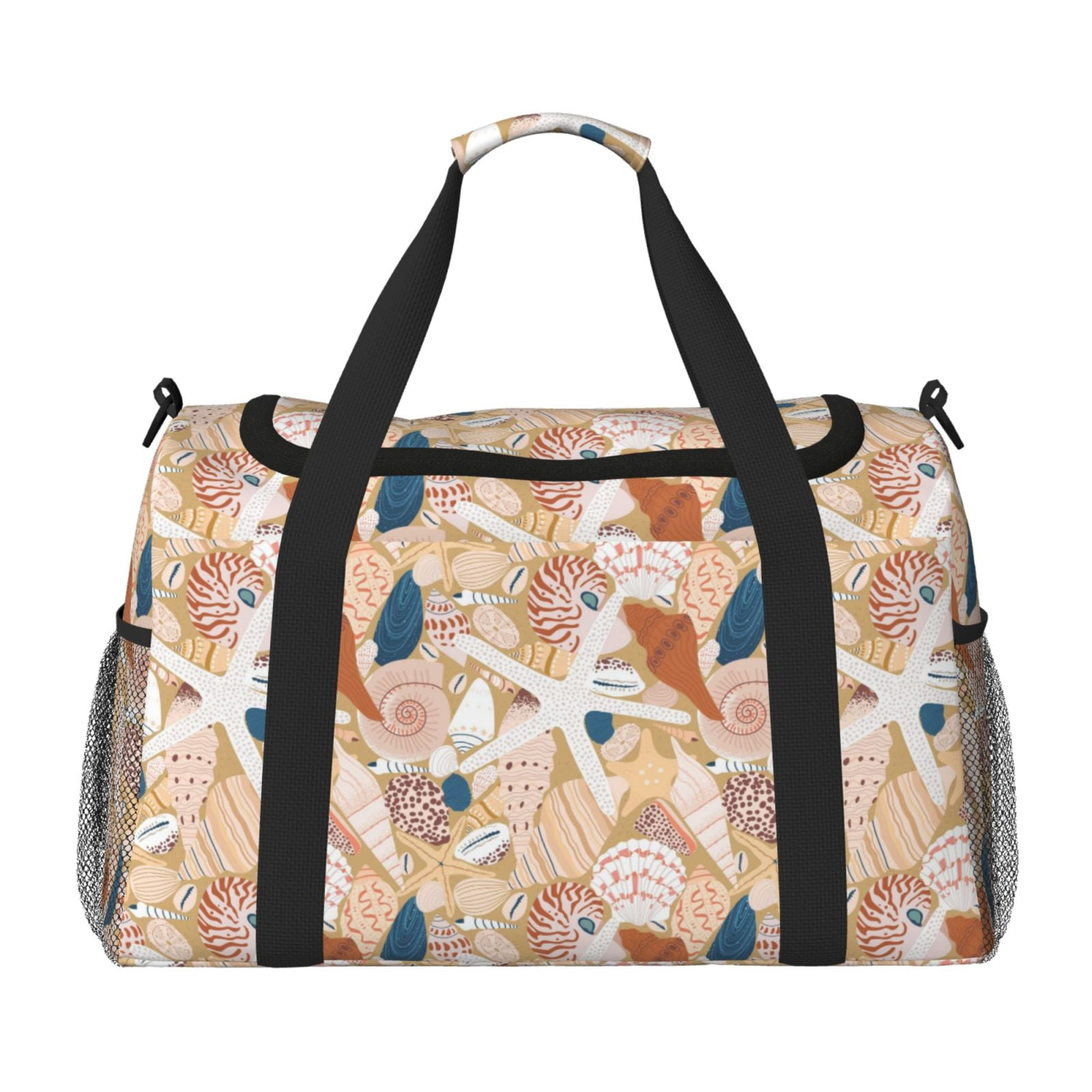 Fuzoiu Tropical Beach Sea Shell Print Travel Duffle Bag,Carry On Tote Bags,Duffel Bag,Sport Gym Bag, Hospital Bag for Labor and Delivery, Overnight Bag,Luggage Bag