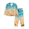 thumbnail image 1 of Fuzoiu Tropical Beach With Starfish Print Women's Long-Sleeved Pajama,Lounge Button Down Nightwear,Womens Notch Collar Pajama Set-X-Large, 1 of 7