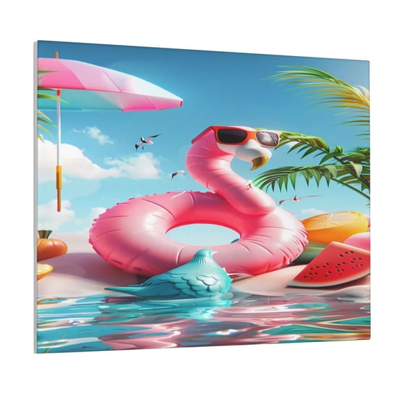 Fuzoiu Tropical Flamingo Pool Float Print Canvas Wall Art for Bathrooms,Wall Decor for Bedroom,Framed Artwork for Wall,Modern Wall Decorations Prints Picture for Kitchen Home