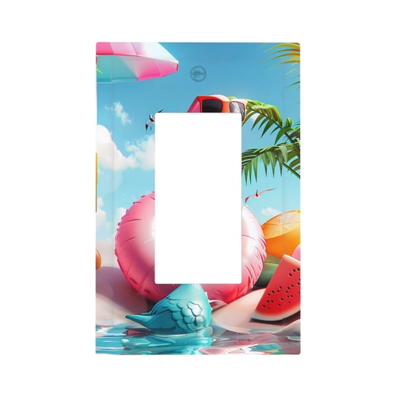 Fuzoiu Tropical Flamingo Pool Float Print Single Duplex Outlet Cover Plate, Light Switch Cover, for Receptacle Light Switch, Switch Cover Decorative Wallplate-Style U