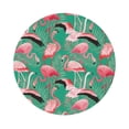 thumbnail image 1 of Fuzoiu Tropical Flamingo Print Leather Coasters Set,Drink Coasters Set of 6,for Tabletop Protection, Durable PVC Coasters,Home Décor and Housewarming Gift,Round Shape, 1 of 7