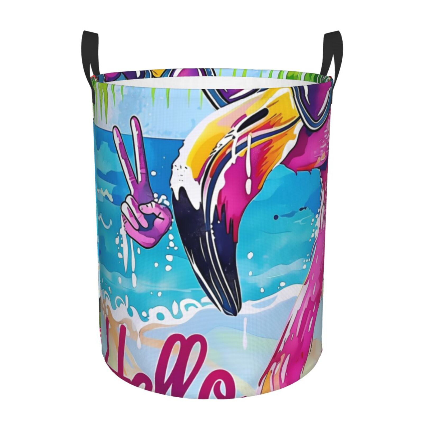 Flamingo Portrait Quilted Laundry Basket NCU0HNH093