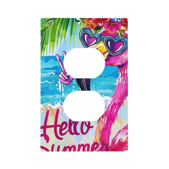 Fuzoiu Tropical Flamingo Summer Print Single Duplex Outlet Cover Plate, Light Switch Cover, for Receptacle Light Switch, Switch Cover Decorative Wallplate-Style S