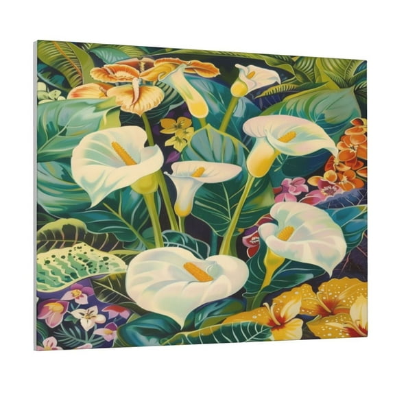 Fuzoiu Tropical Floral Jungle Print Canvas Wall Art for Bathrooms,Wall Decor for Bedroom,Framed Artwork for Wall,Modern Wall Decorations Prints Picture for Kitchen Home