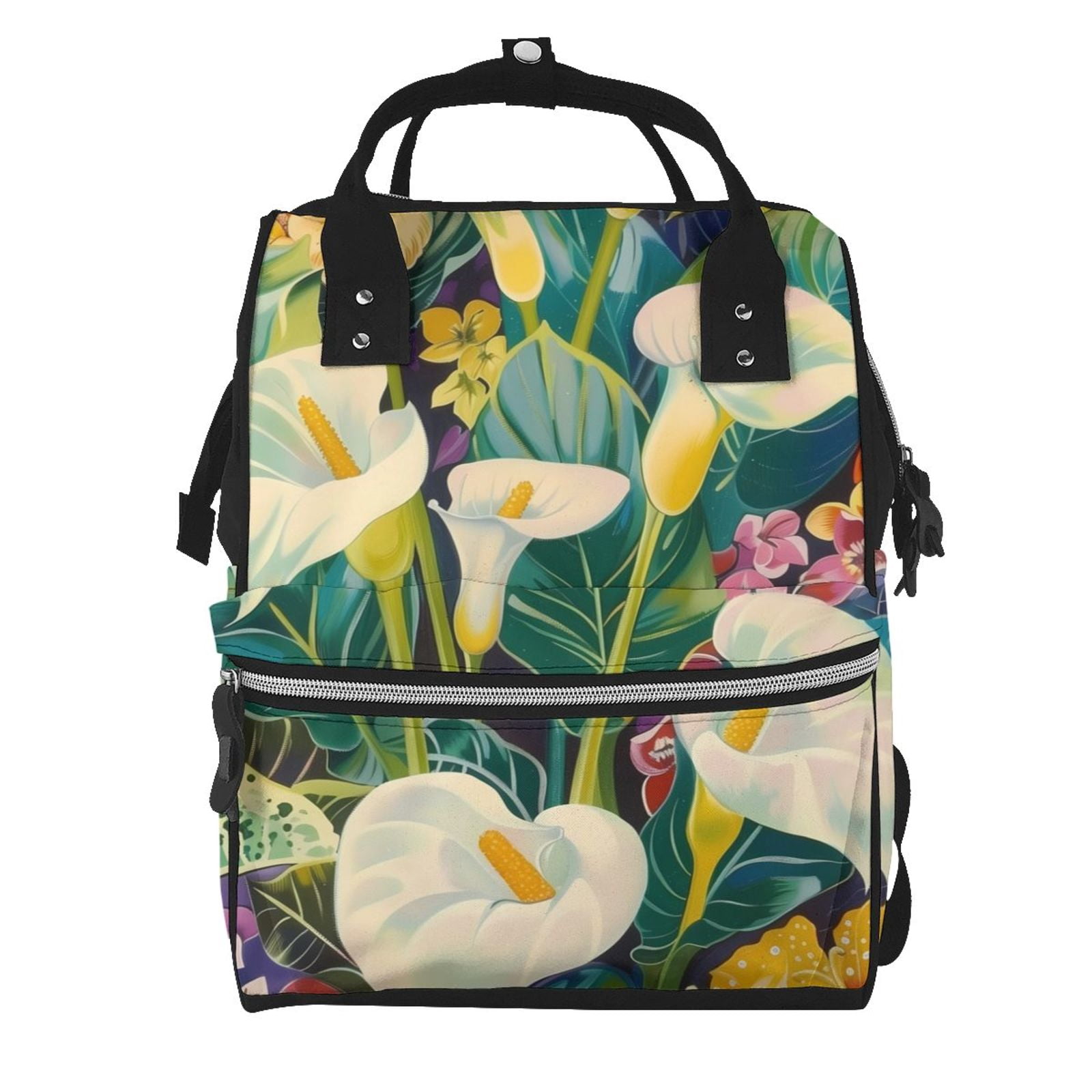 Fuzoiu Tropical Floral Jungle Print Diaper Bag Backpack,Baby Essentials Travel Tote,Multi function Waterproof Diaper Bag, Travel Essentials Baby Bag - Unisex