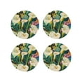 thumbnail image 1 of Fuzoiu Tropical Floral Jungle Print Leather Coasters Set,Drink Coasters Set of 4,for Tabletop Protection, Durable PVC Coasters,Home Décor and Housewarming Gift-Round Shape, 1 of 6