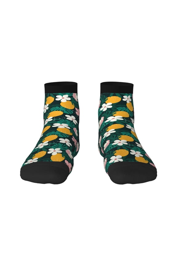 Tropical Fruit Print Adult Socks, Crew Moisture-wicking Socks, Unisex Cushion Crew Socks,Casual Sports Ankle Socks