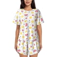 thumbnail image 1 of Fuzoiu Tropical Fruit Print Women's Short-Sleeved Pajama Set,Lounge Sleepwear Set,Womens Pajama Sets 2 Piece,Button-Up Top and Shorts with Pockets-X-Large, 1 of 7