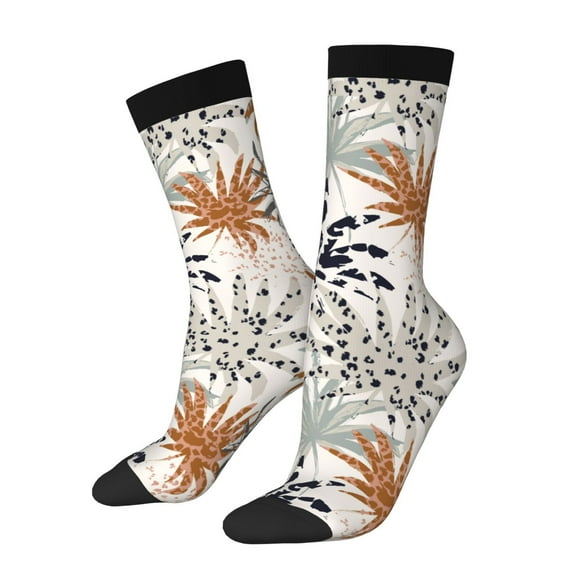 Fuzoiu Tropical Leaves Print Athletic Crew Socks for Men & Women,Casual Crew Socks,Above Ankle Crew Socks for Business, Casual