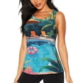 thumbnail image 1 of Fuzoiu Tropical Poolside Relaxation Print Women's Workout Tank Top,Athletic Racerback Sports Tank,Tops Sleeveless Running Loose Fit Yoga Tops,Active Shirts for Yoga, Running, and Gym-Medium, 1 of 7