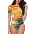 thumbnail image 1 of Fuzoiu Tropical Sunset Paradise Print Women's Short-Sleeved Onesie, Short Sleeve Body Suits, Women Round Neck Bodysuits for Women,for Daily Wear, Parties, and Layering-XX-Large, 1 of 7
