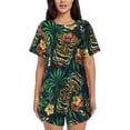 thumbnail image 1 of Fuzoiu Tropical Tribe Mask Print Women's Short-Sleeved Pajama Set,Lounge Sleepwear Set,Womens Pajama Sets 2 Piece,Button-Up Top and Shorts with Pockets-3X-Large, 1 of 7