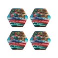 thumbnail image 1 of Fuzoiu Tropical Vacation Essentials Print Leather Coasters Set,Drink Coasters Set of 4,for Tabletop Protection, Durable PVC Coasters,Home Décor and Housewarming Gift-Hexagon, 1 of 6