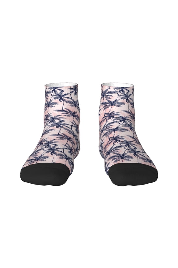 Tropics Palm Trees Print Adult Socks, Crew Moisture-wicking Socks, Unisex Cushion Crew Socks,Casual Sports Ankle Socks