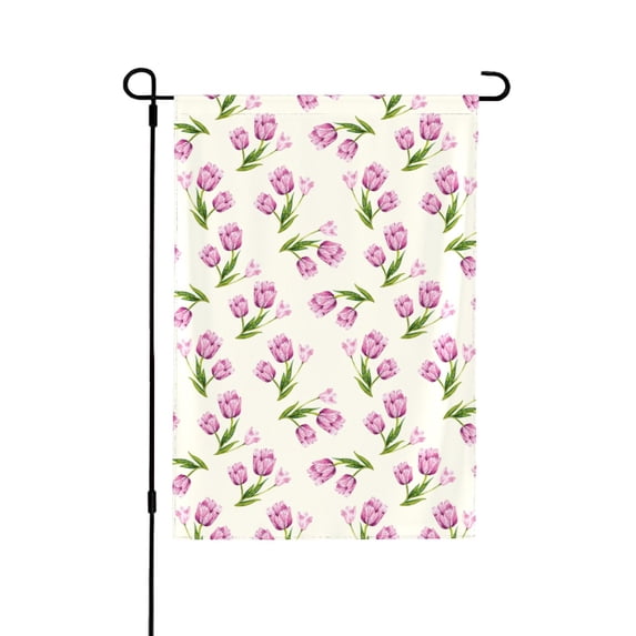 Fuzoiu Tulips Flowers Print Decorative Garden Flag,Double Sided Outside Decoration,Garden Yard Patio Porch Outdoor Decoration