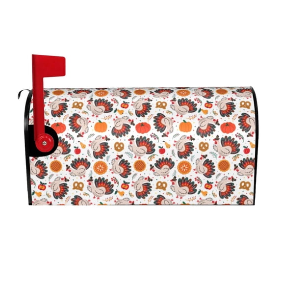 Fuzoiu Turkey And Thanksgiving2 Print Decorative Waterproof Mailbox Cover,Welcome Magnetic Mailbox Cover, Post Letter Box Wrap Cover for Outdoor Decor -21x18 in
