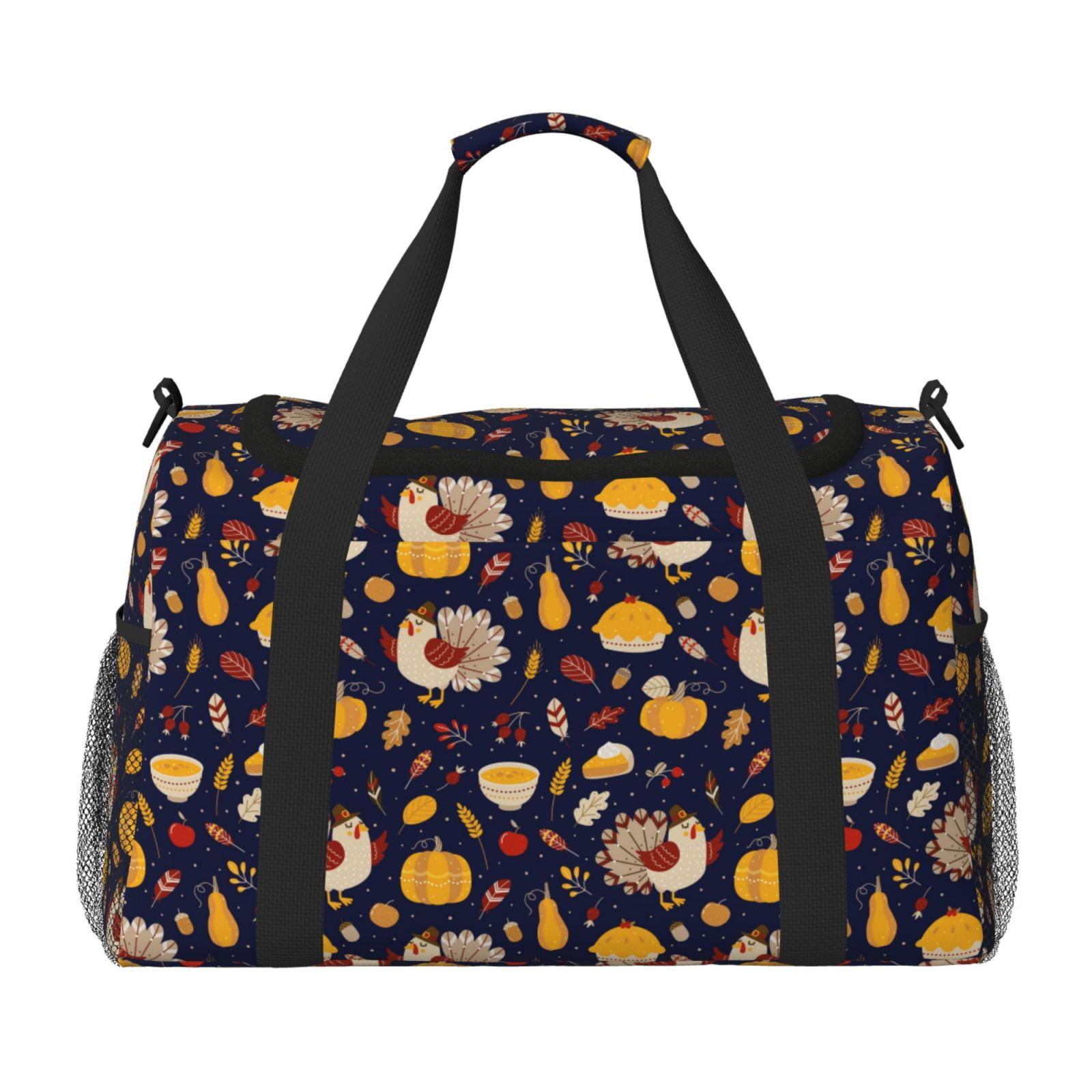 Fuzoiu Turkey And Autumn Print Travel Duffle Bag,Carry On Tote Bags,Duffel Bag,Sport Gym Bag, Hospital Bag for Labor and Delivery, Overnight Bag,Luggage Bag