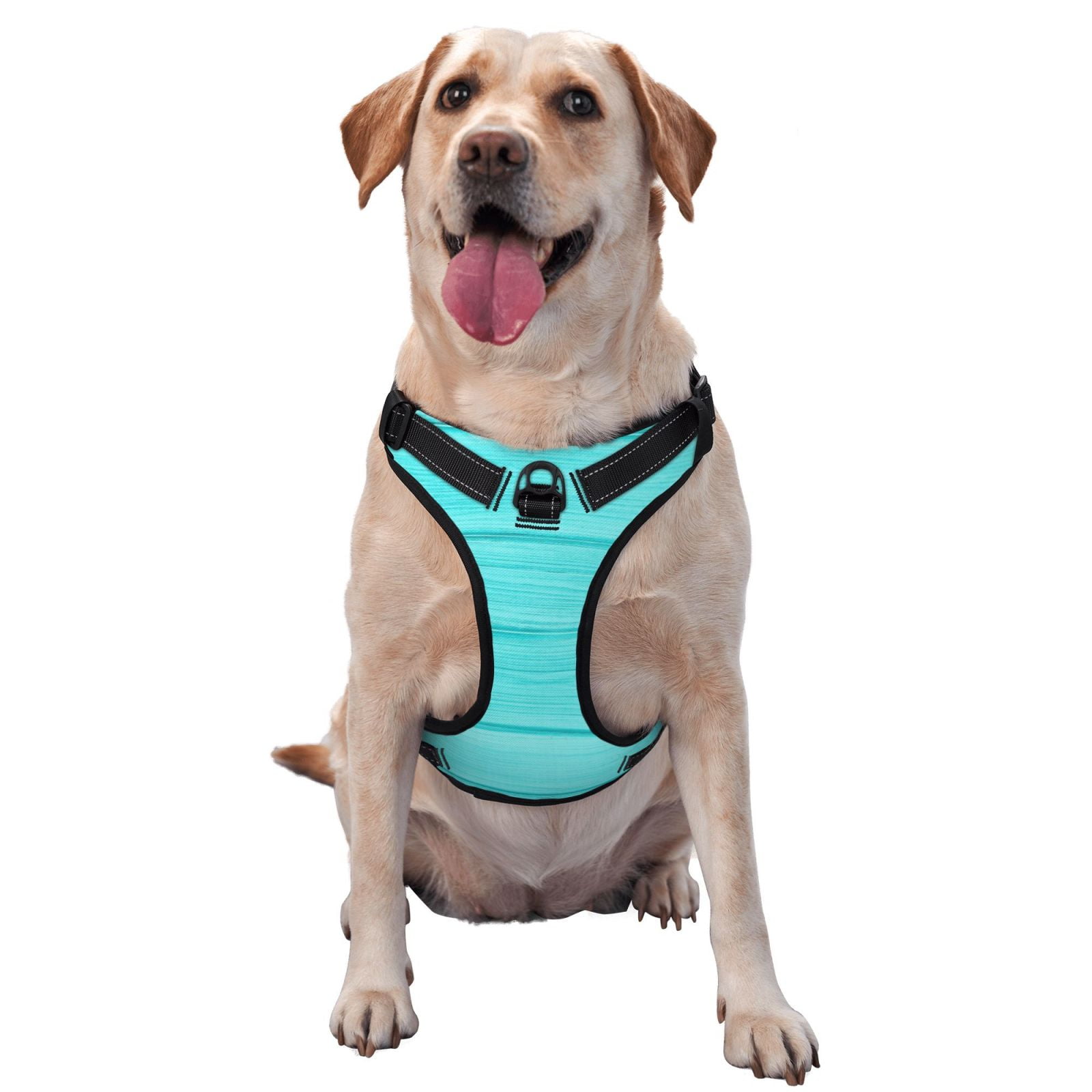 Fuzoiu Turquoise Wooden Print Reflective Dog Harness,Adjustable, Breathable Pet Vest,Dog Harness No Pull,No Choke Pet Vest for Small, Medium, and Large Dogs-Small