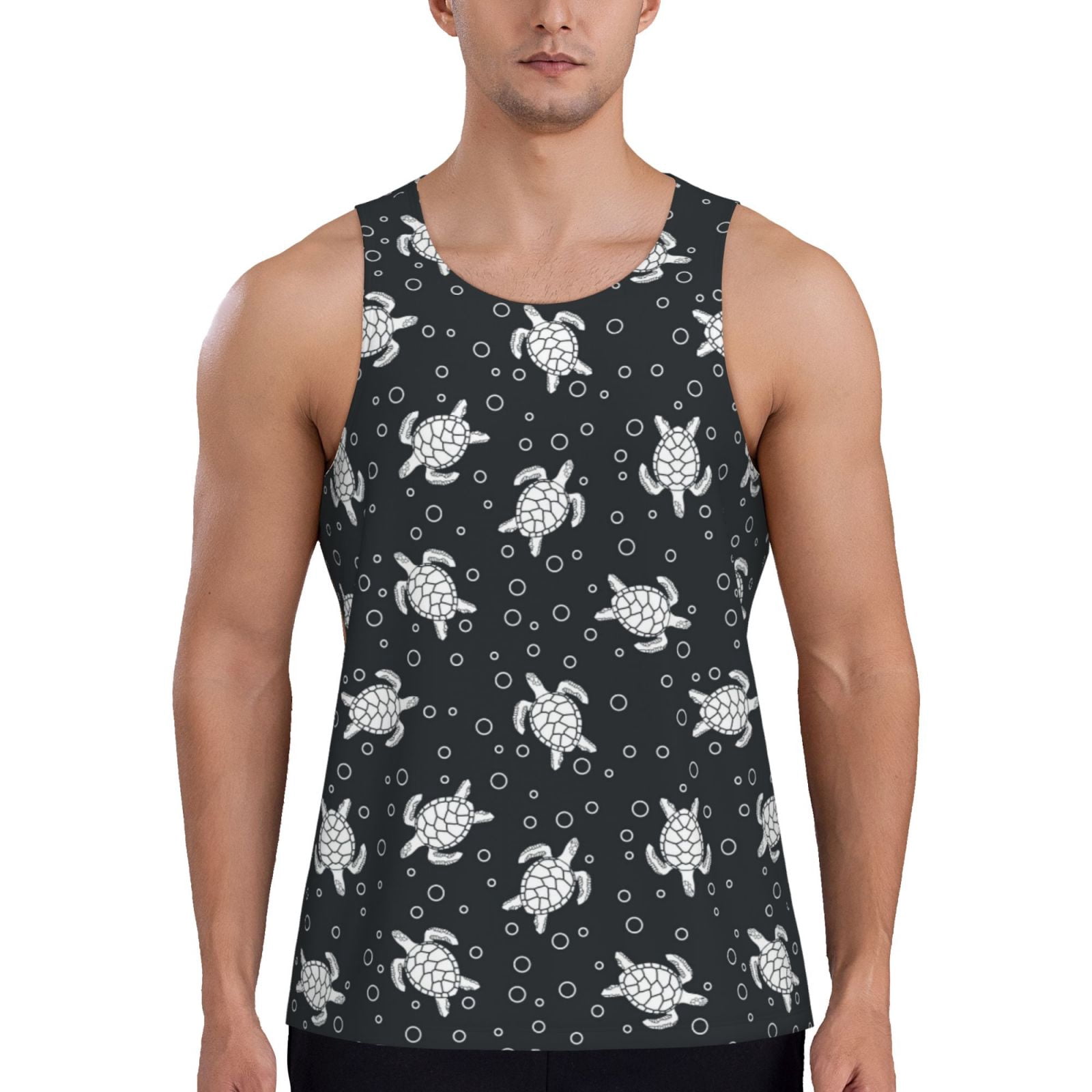 Fuzoiu Turtle Print Men's Workout Tank Tops,Sleeveless Gym Shirt Quick ...