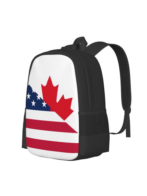USA Canada Flag Print Large Capacity Backpack,Travel Backpack,Laptop Bag,College School Rucksack Bag,for School, Travel & Outdoor Activities