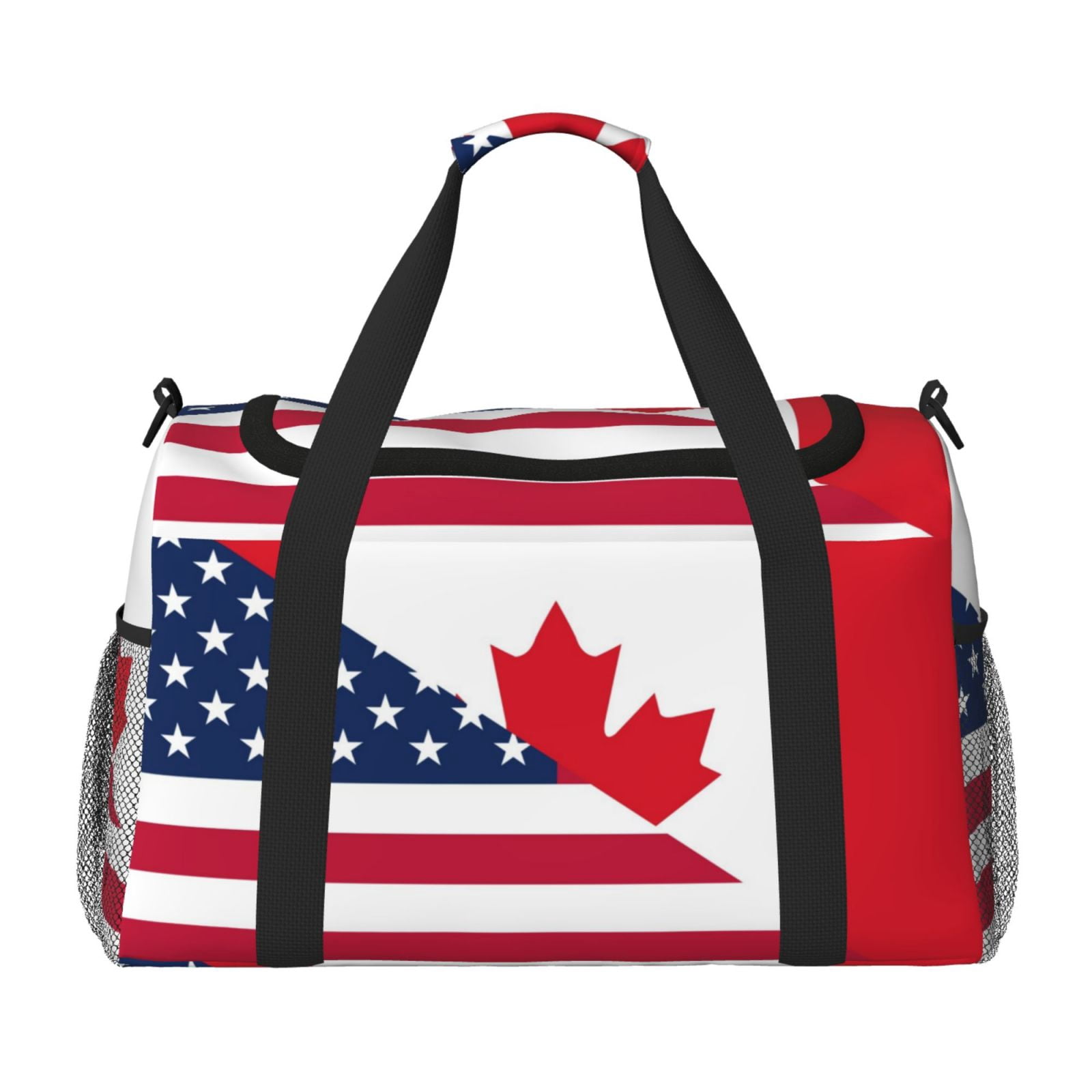 Fuzoiu USA Canada Flag Print Travel Duffle Bag,Carry On Tote Bags,Duffel Bag,Sport Gym Bag, Hospital Bag for Labor and Delivery, Overnight Bag,Luggage Bag
