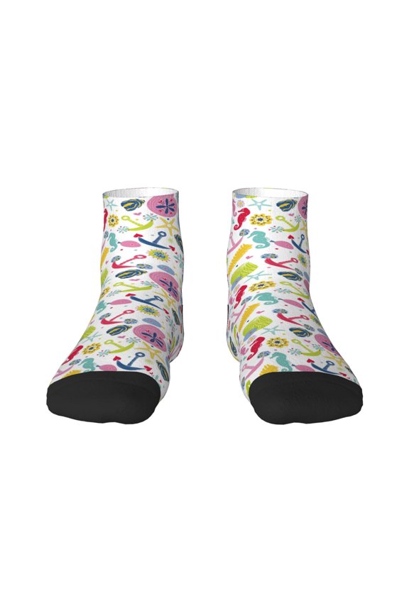 Undersea Seahorse Print Adult Socks, Crew Moisture-wicking Socks, Unisex Cushion Crew Socks,Casual Sports Ankle Socks