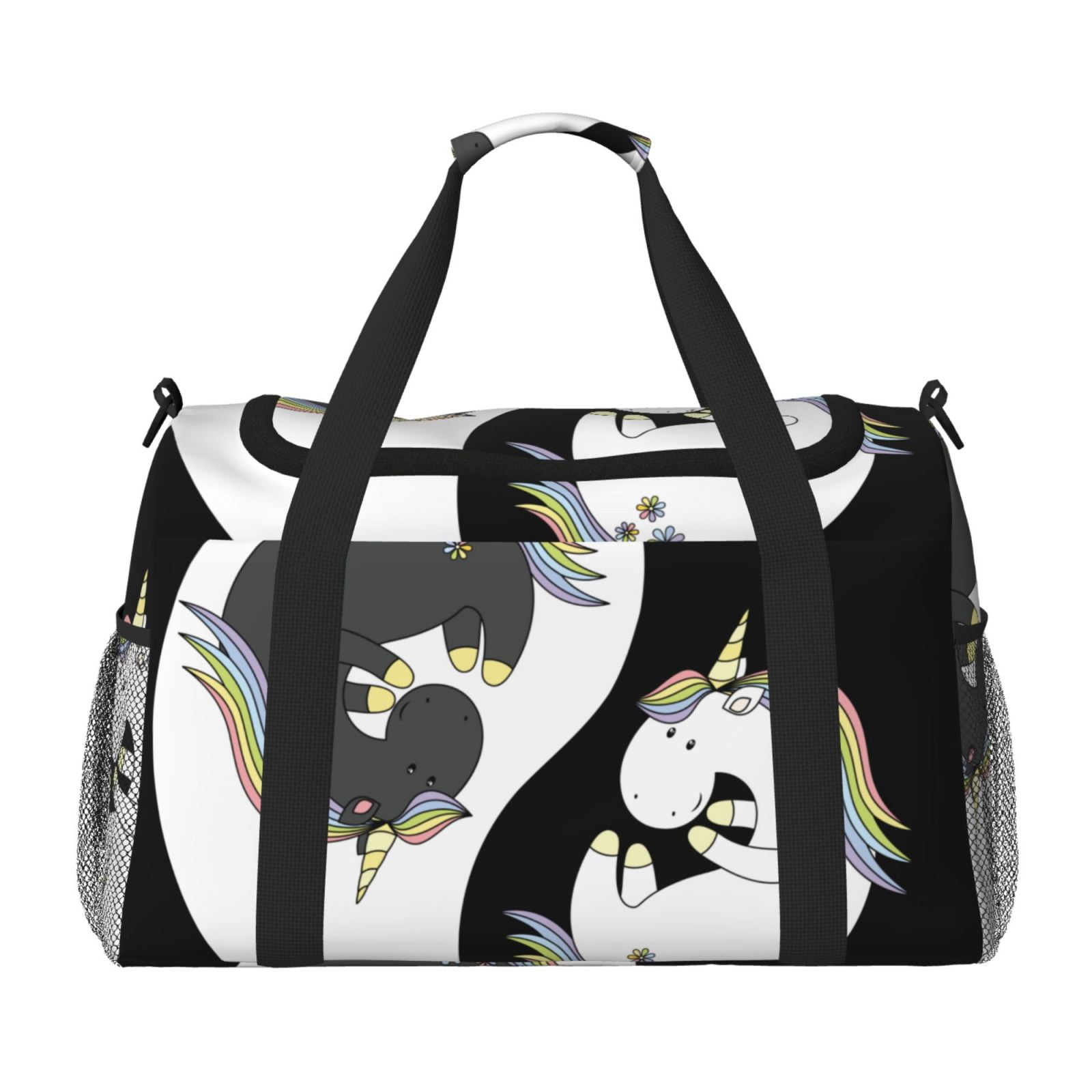 Fuzoiu Unicorn in Yoga Print Travel Duffle Bag,Carry On Tote Bags,Duffel Bag,Sport Gym Bag, Hospital Bag for Labor and Delivery, Overnight Bag,Luggage Bag