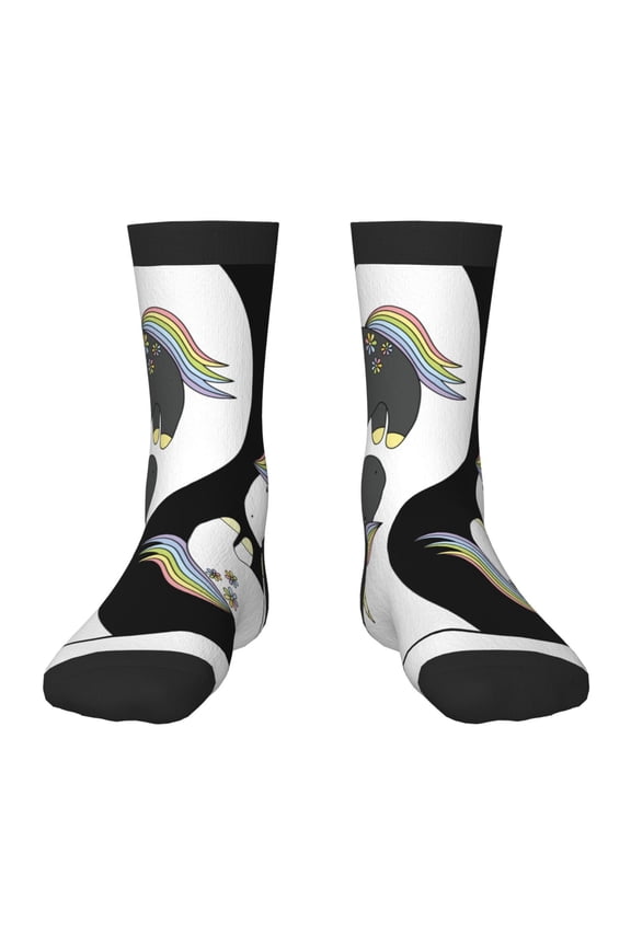 Unicorn in Yoga Print Kids Socks For Boys Girls,Grip Crew Socks with Non Slip,Lightweight Stretch Crew Socks,Toddlers Crew Boot Socks
